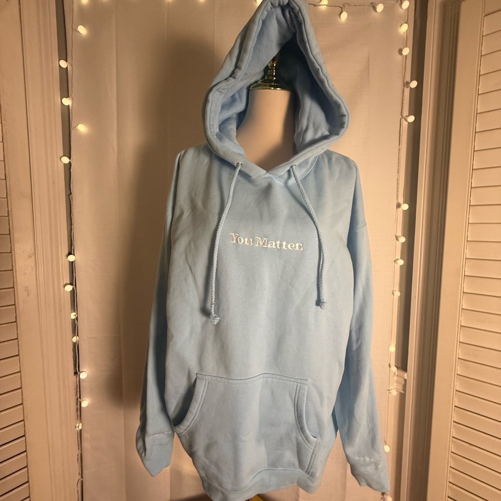 You Matter Unisex Hoodie XL Blue Motivational Graphic “But I Know I’m Strong”